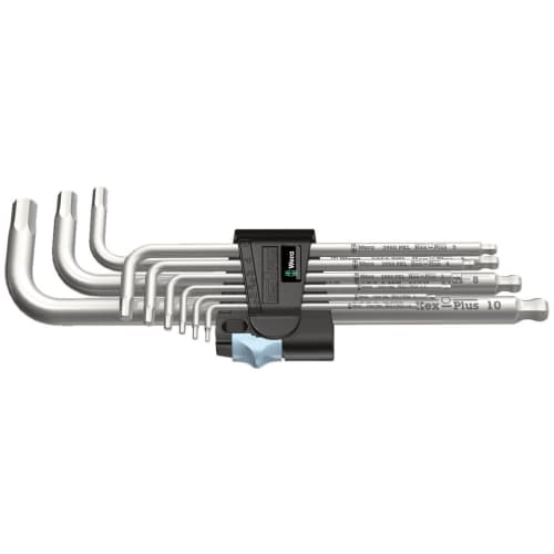 Wera 05073544001 | Hex-Plus Stainless Steel L-Shaped Hex Wrench Set, 3950/9 SB, Multicolor, 9-Piece Set, Boxed [Officially Imported from Japan]