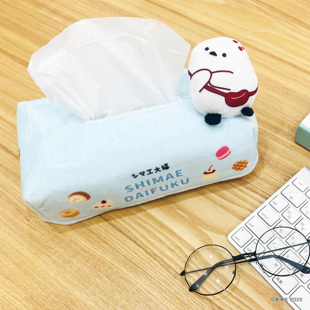 MORIPiLO Tissue Case Tit Cover with Shimae Daifuku Plush Toy Goods Cute Blue 24x14x15cm Character Makura No Morishita - Long-tailed (Tissue Mascot)