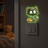 Halloween Bedroom Wall Art Glow in The Dark Switch Outlet Stickers, Cute Black Cat Witch Theme Decals Pumpkin Skull Decals, Waterproof Self-Adhesive