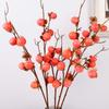 8 Heads Artificial Persimmon Branch Handmade Foam Simulation Persimmon Fruit Realistic Elegant Artificial Fruits Branches