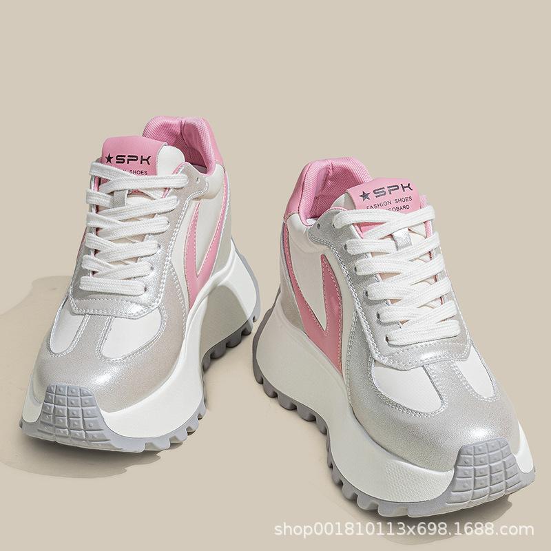 Inner heightening women's shoes 8cm new breathable dad shoes platform mesh small sports casual shoes women A8878