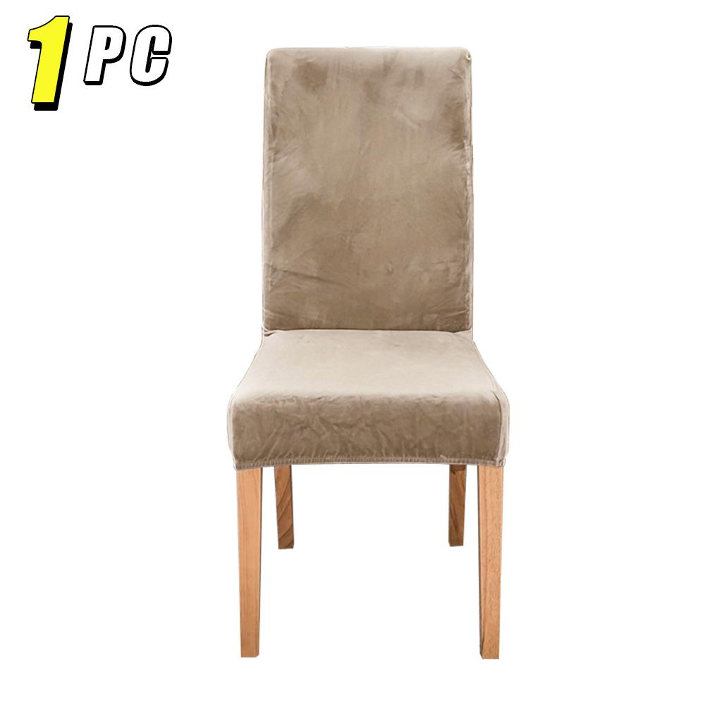 1/4pcs Velvet Chair Covers Dining Room Elastic Soft Seat Cover Solid Color Dustproof Furniture Protector Restaurant Banquet Home