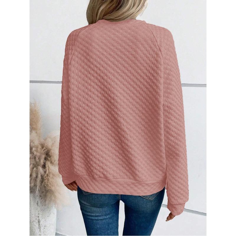 YYFS Women's Fashion Casual Spring Autumn Solid Color Print Long Sleeve O-Neck Blouses & Shirts