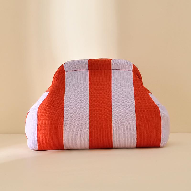 Pochette a Maglia Rigata - Borsa da Giorno Capiente per Trucco e Oggetti Essenziali