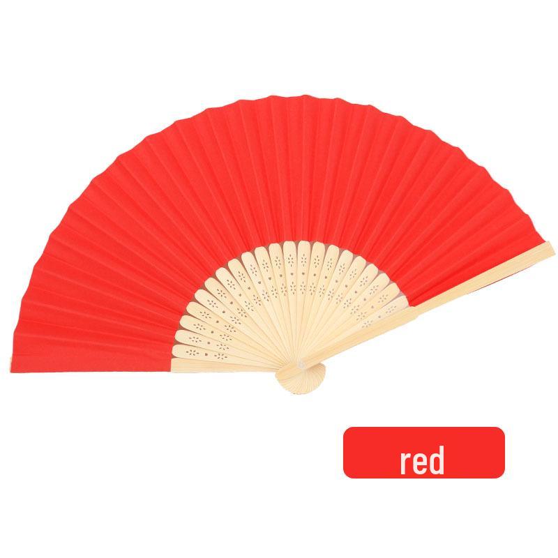 Solid Color Bamboo Folding Fan for DIY Crafts - Children's Kindergarten Material, Customizable with Logo or Text