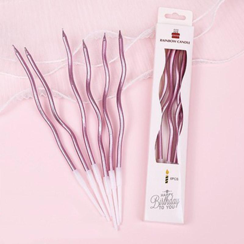 Candle Party Event  6pcs Curved Cake Candles  Original Birthday Wedding Decoration Festive Supplies