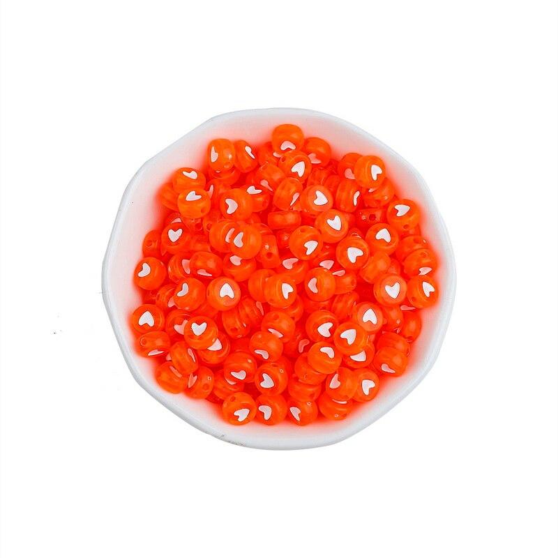 100PCS Acrylic Love Heart Loose Spacer Beads for Jewelry Making