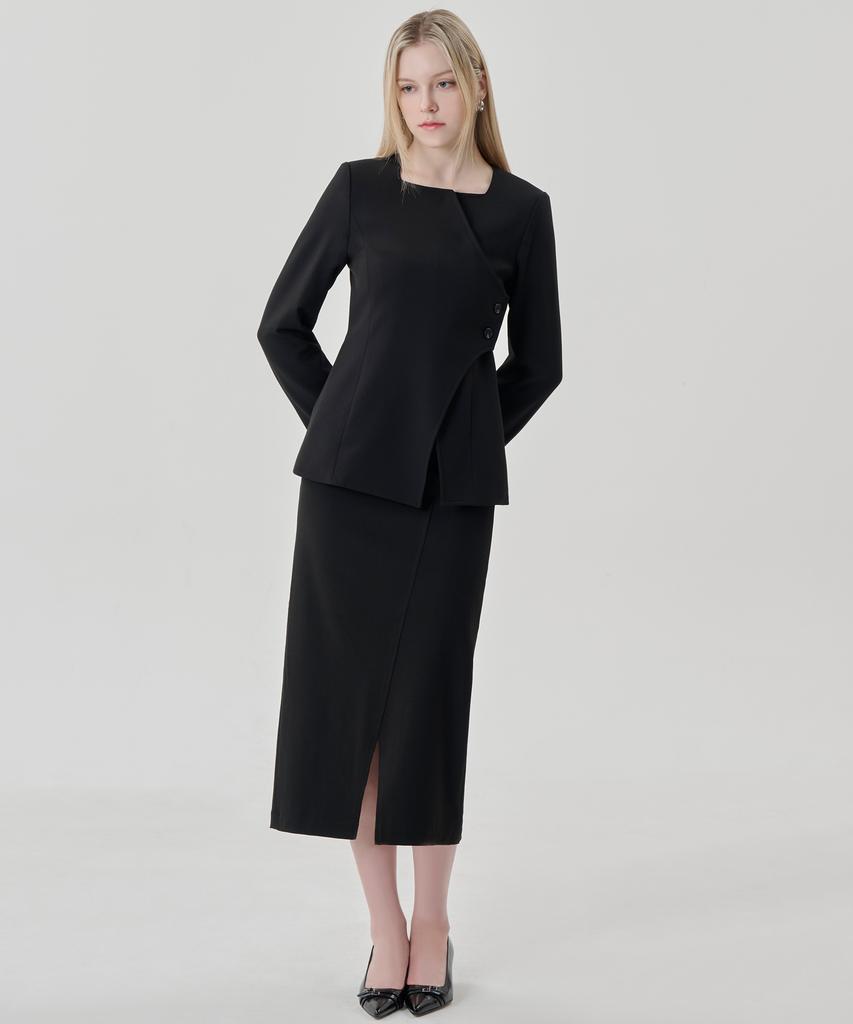 HYEYEONG KIM Cord Set Tailored H-Line Maxi Skirt - Black