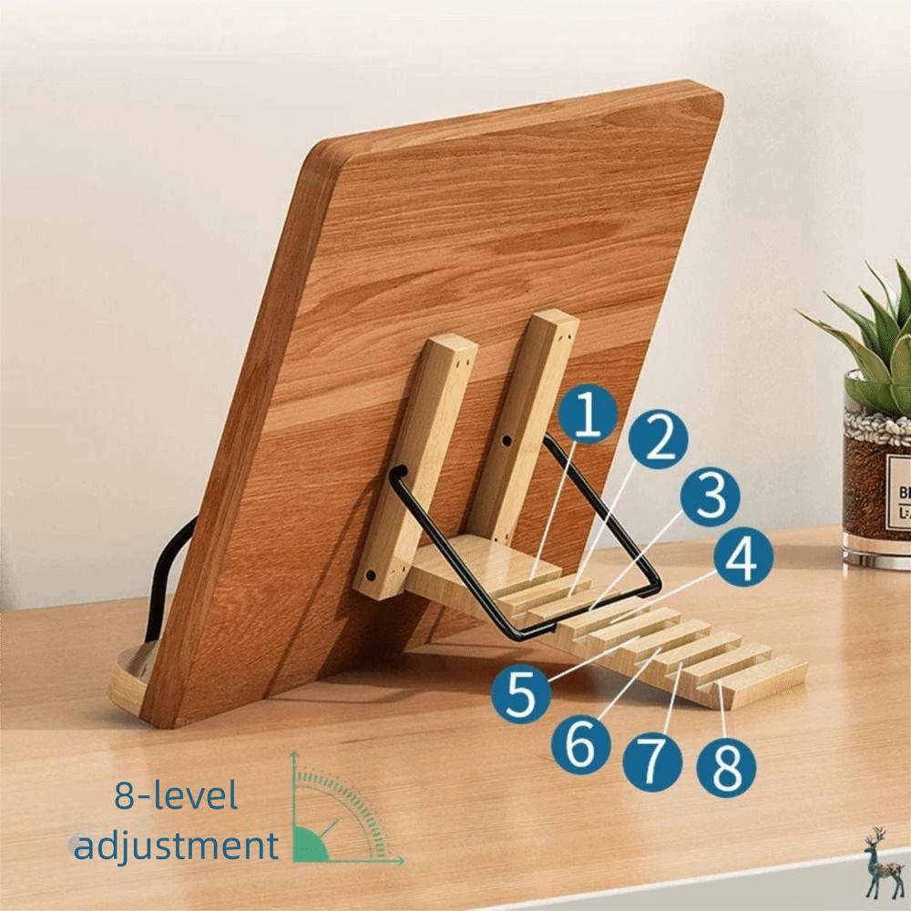 Multi-Position Support Wooden Reading Stand Foldable Cookbook Bracket Book Holder Tray  Note-taking