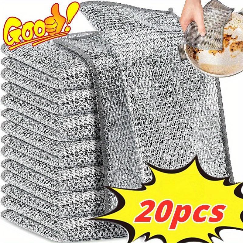 

20pcs Magic Cleaning Cloth Thickened Double -sided Metal Silver Wire Rags Kitchen Dish Pot Washdishing Cloths Towel Clean Tools 20PCS