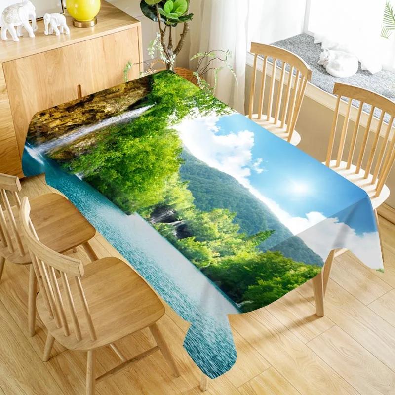 Custom Beach Seaside Table Cloth Oxford Print Waterproof Oilproof Home Rectangular Party Table Cover 100X140cm/140X250cm