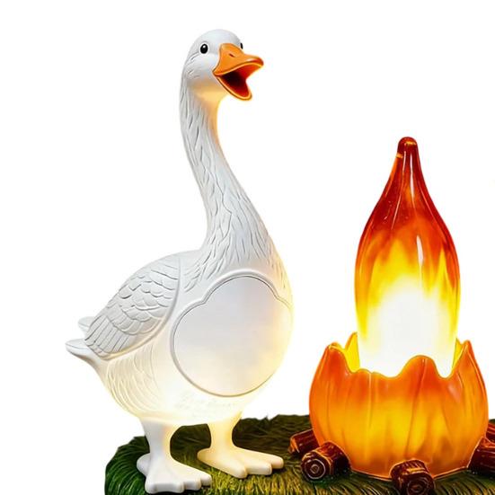 Goose Campfire Night Light, 3D Small Electric Faux Flame Flicker Light, Battery Operated Bedside Light for Nursery, Dorm Decor