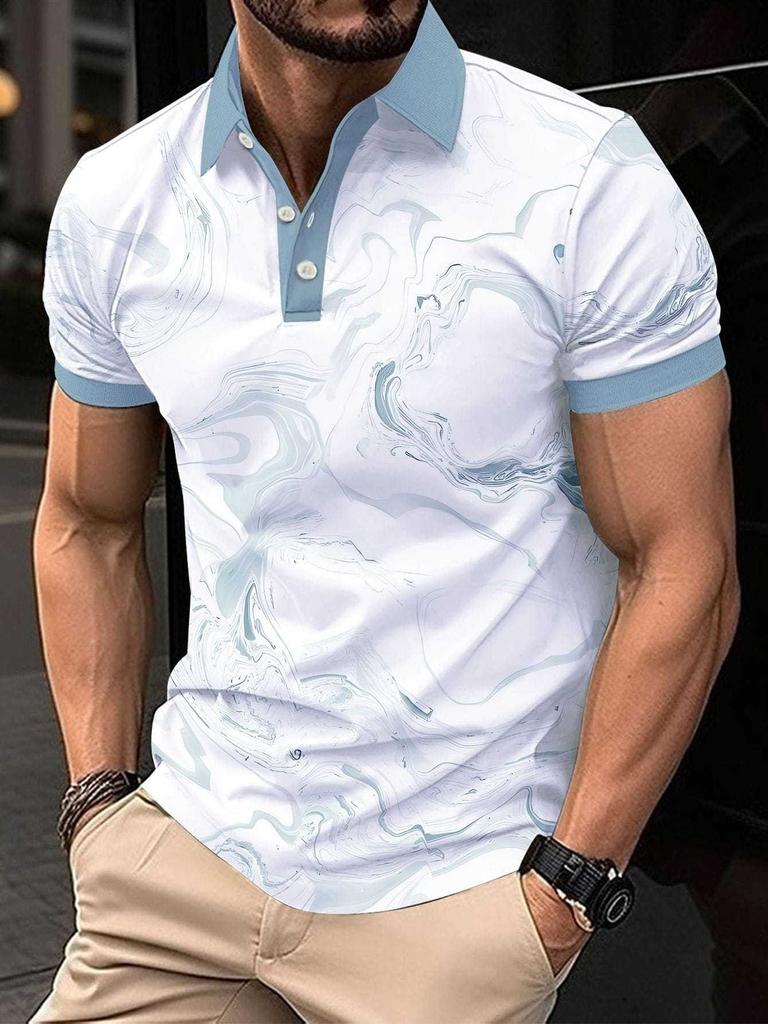 2026 Men's Summer Best-Selling Simple Patterned Printed Short-Sleeved Polo Shirt for Outdoor Leisure and Fashion