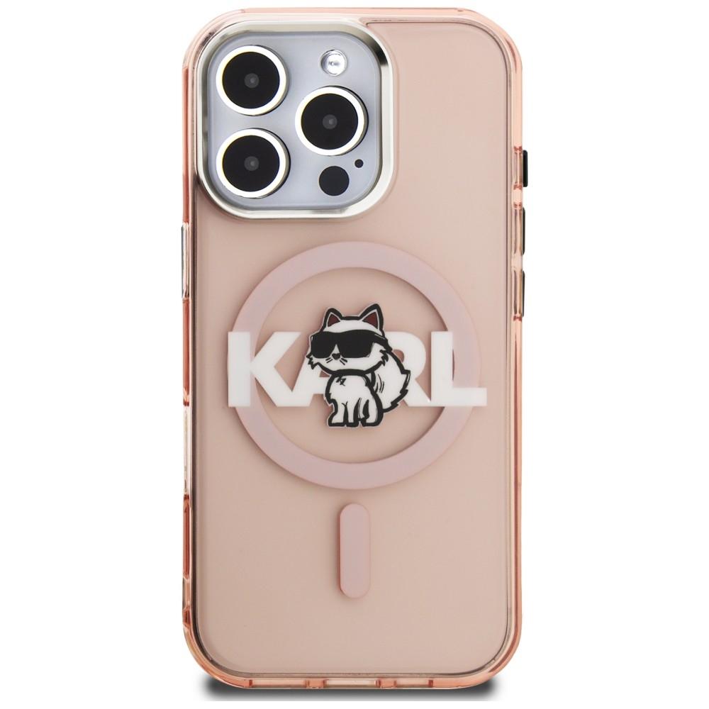 Karl Lagerfeld IML Choupette Sketch Logo MagSafe Case for iPhone 16 Pro Max Pink