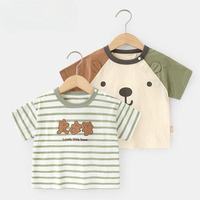 Bebek Giysileri Rahat Kısa kollu T-shirt yaz giysileri Erkek Kız Bebek Çocuk Çocuk Yaz Yarım kollu üstler