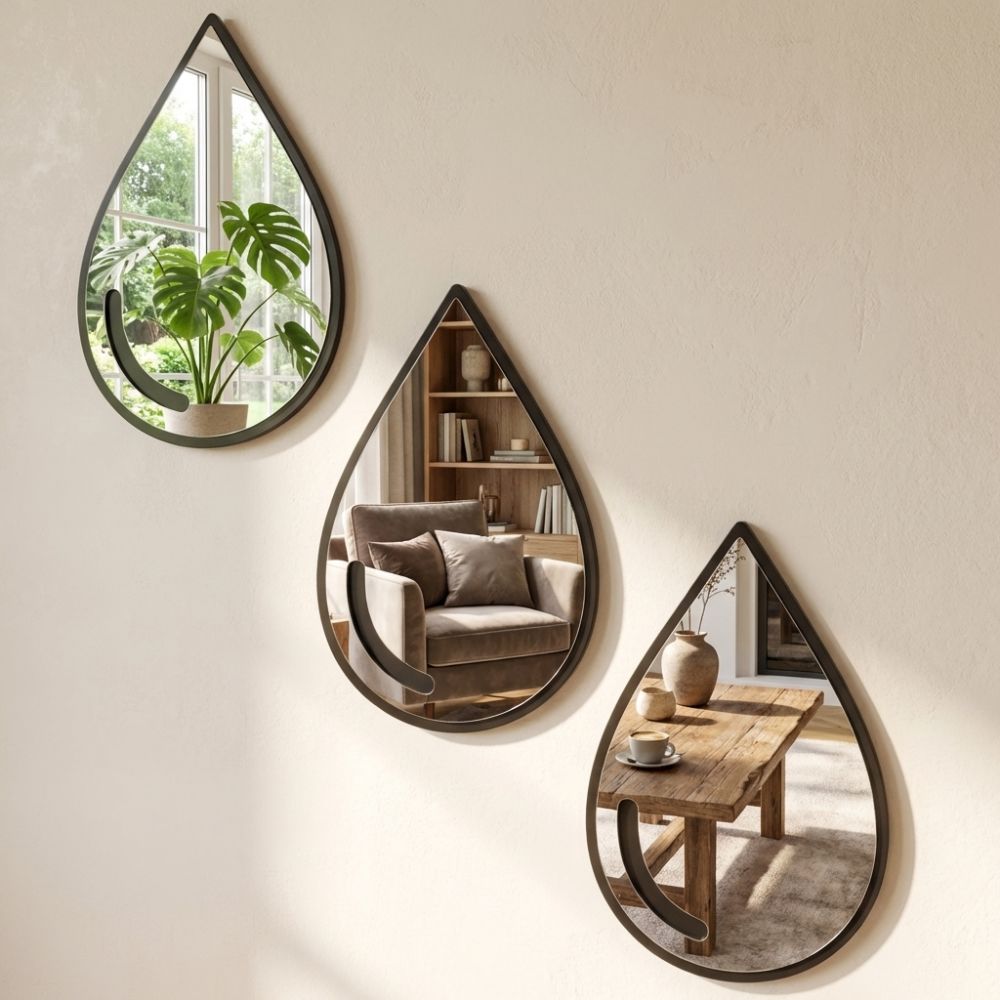 3Pcs Self-Adhesive Acrylic Mirror Wall Stickers Wall Mount Wall Decals  Bedroom Decor