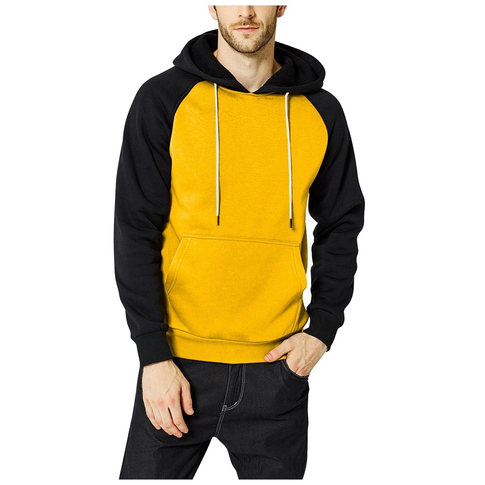 

Мужской осенне-зимний ретро-богемный принт в стиле пэчворк, контрастный лоскутный свободный пуловер с капюшоном XXL жёлтый