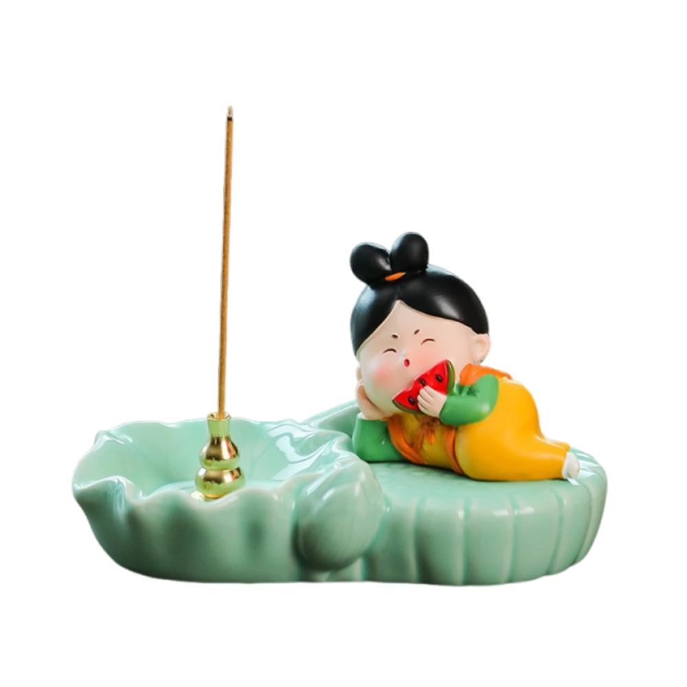 Creative Cartoon Girl Incense Burner Tang Dynasty Lady Cute Sticks Incense Tray Housewarming Gift