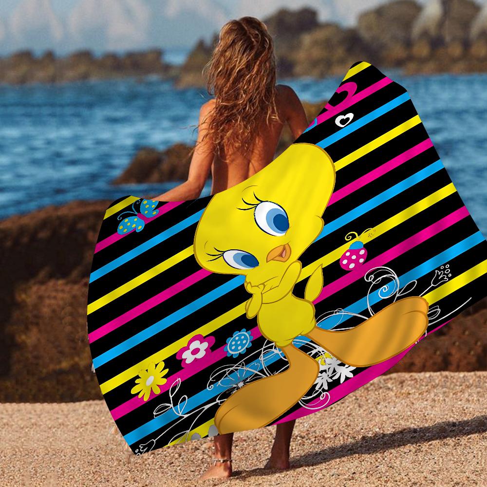 Yellow Cartoon T-Tweetys Bird Beach Towels Shower Towel Sauna Travel Spa Microfiber Quick Dry Gym Accessories Cute Room Decor