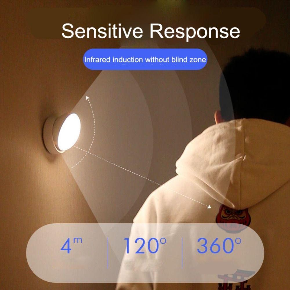 360 Rotated LED Night Light USB Charging Round Wall Lamps Intelligent Human Induction Creative Motion Sensor Light
