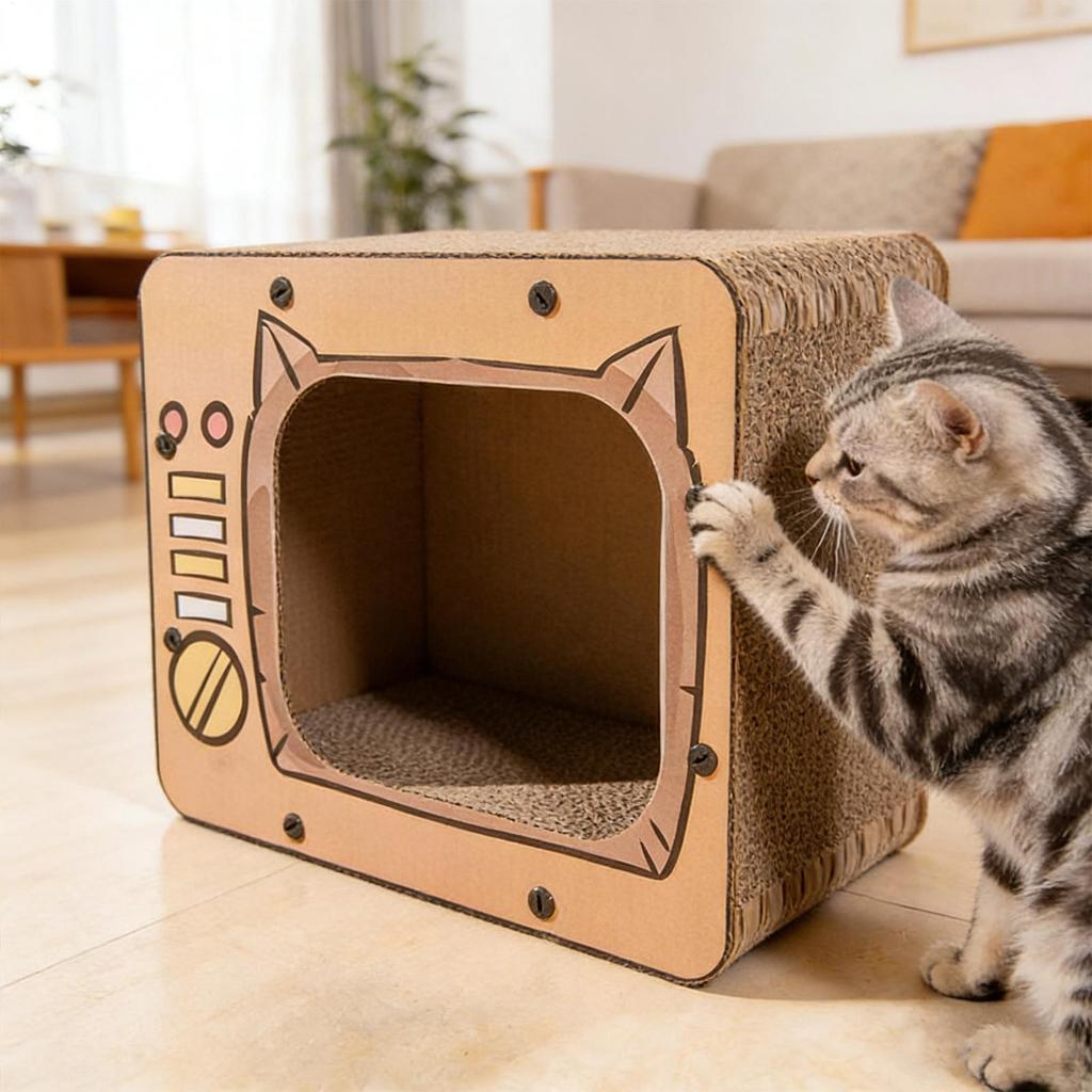 Cat Scratch House Cardboard Non-Slip Bottom Pet Supplies Cardboard Cat Scratcher Pet Bed For Furniture Protector Enrichment Play