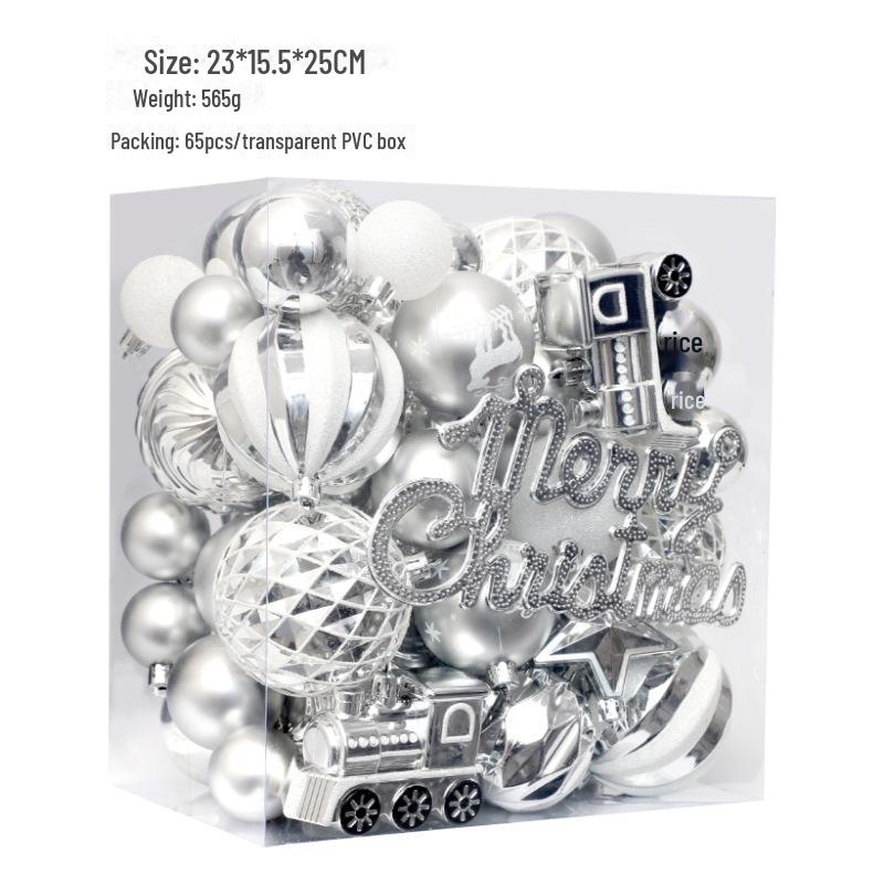 65-Piece Painted Christmas Ball Ornament Set for Tree Decorations