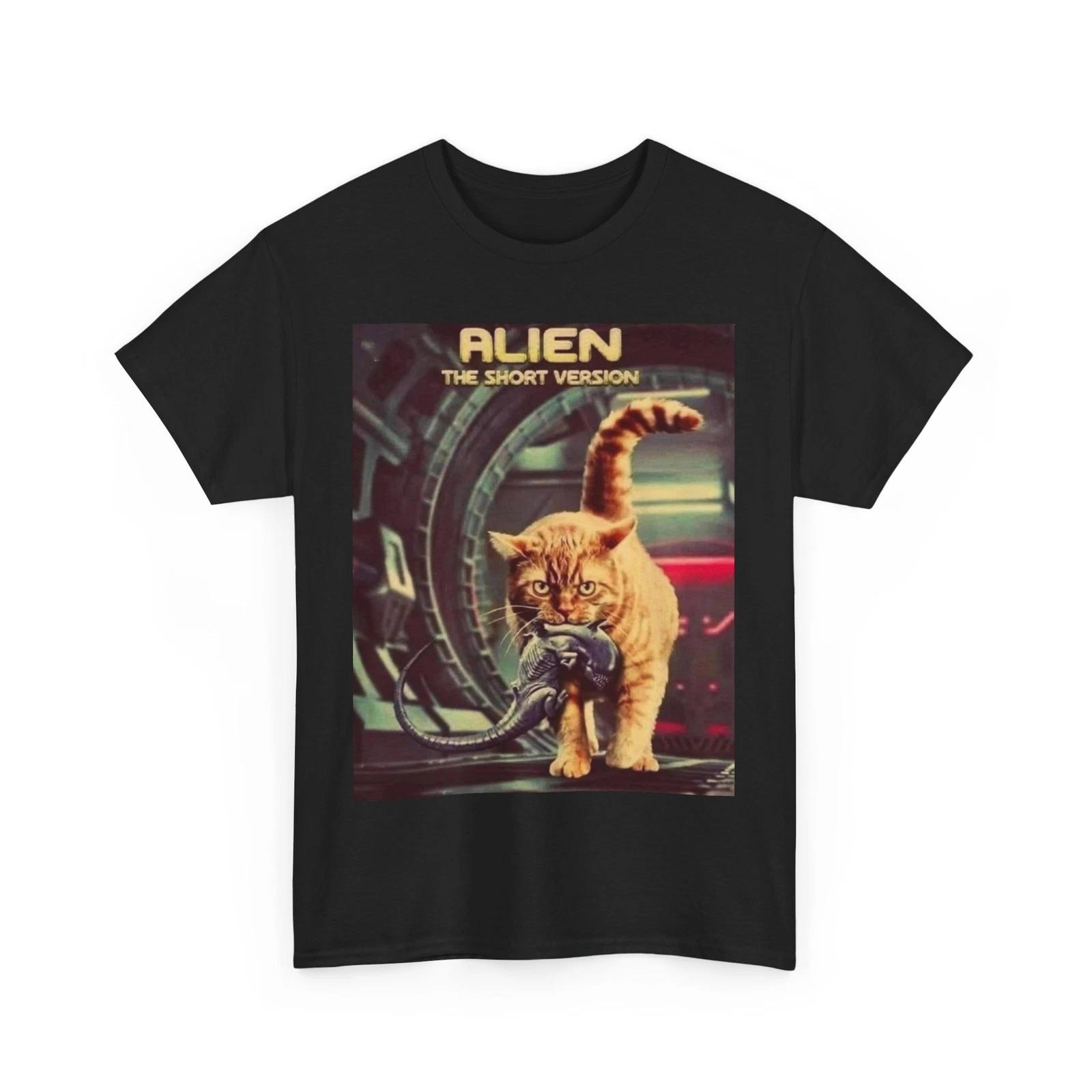 

Alien Cat Thick Cotton T-shirt, Sci-fi Movie Retro Suitable for Both Men and Women All Season Pure Cotton T-shirt Streetwear 3XL