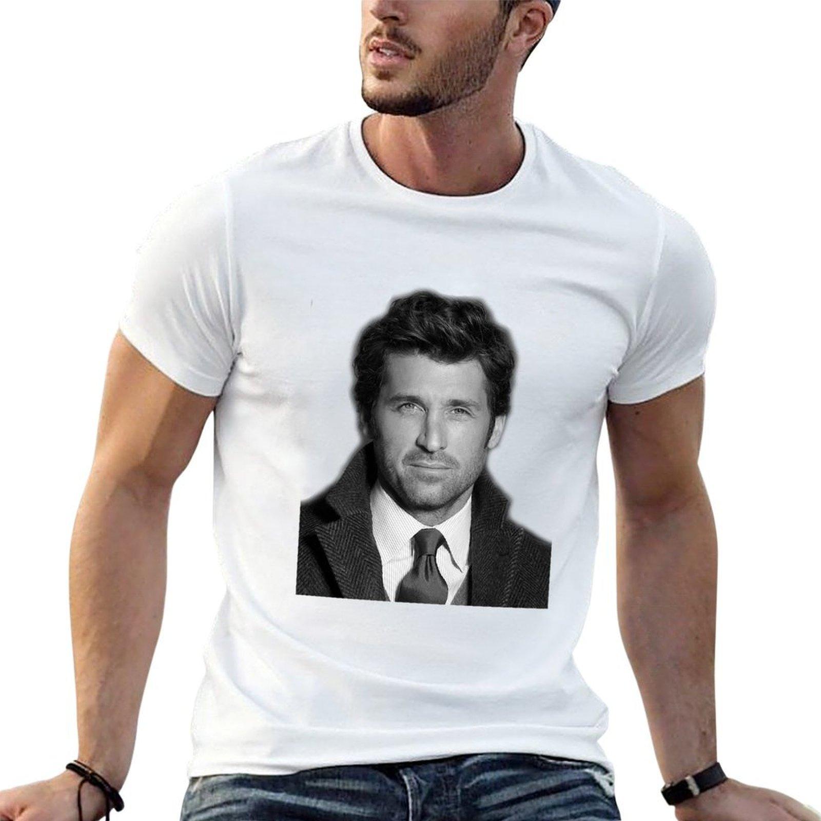 Patrick Dempsey T-Shirt T-Shirts mit Aufdrucken T-Shirts für Mann Baumwolle weich Herren T-Shirts Baumwolle T S white