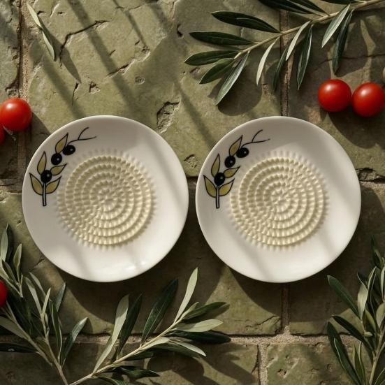Ceramic Ginger Grater Plate, Manual Garlic Mincer Dish, Multifunctional Masher for Food, Kitchen Grinding Bowl for Ginger Garlic Puree
