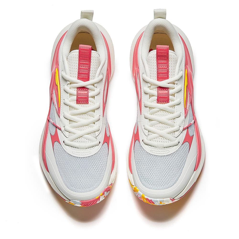 Anta Heat Wave Cement Nemesis Non-Slip Wear-Resistant Low-Top Basketball Shoes Men Sneaker White Pink Yellow 912421604S-1