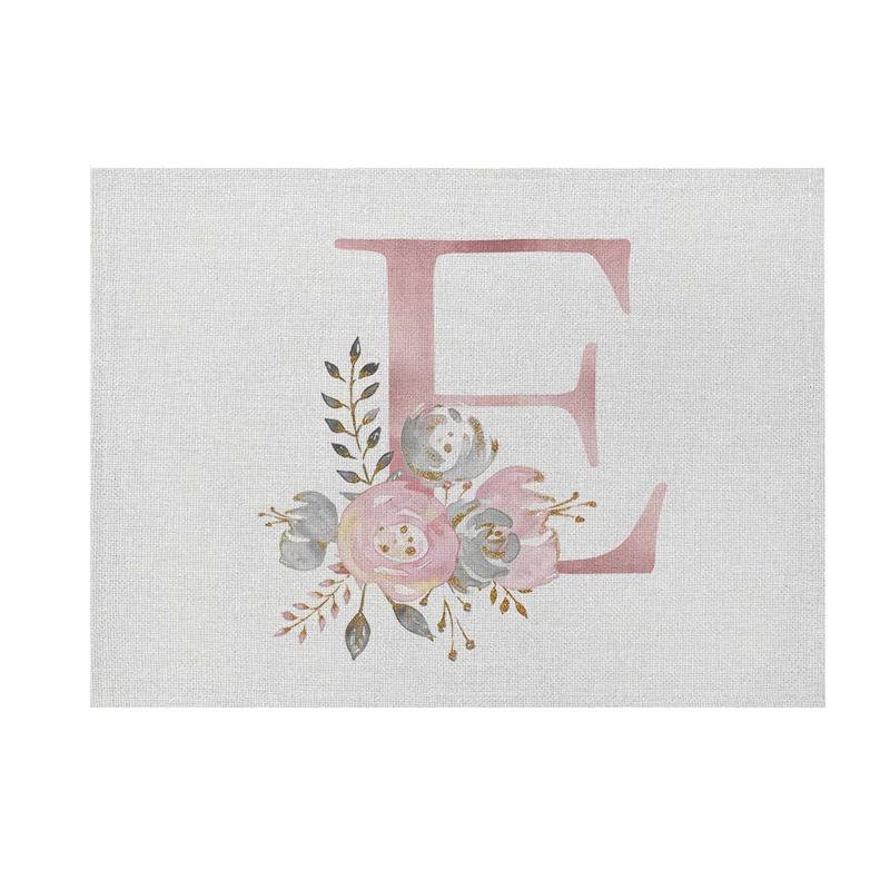 

Pink Alphabet Letter Kitchen Placemat Non-slip Cotton Linen Coaster Pad Leaves Flower Dining Table Mat Drink Coffee Mat 30x45cm 2pcs 30x45cm
