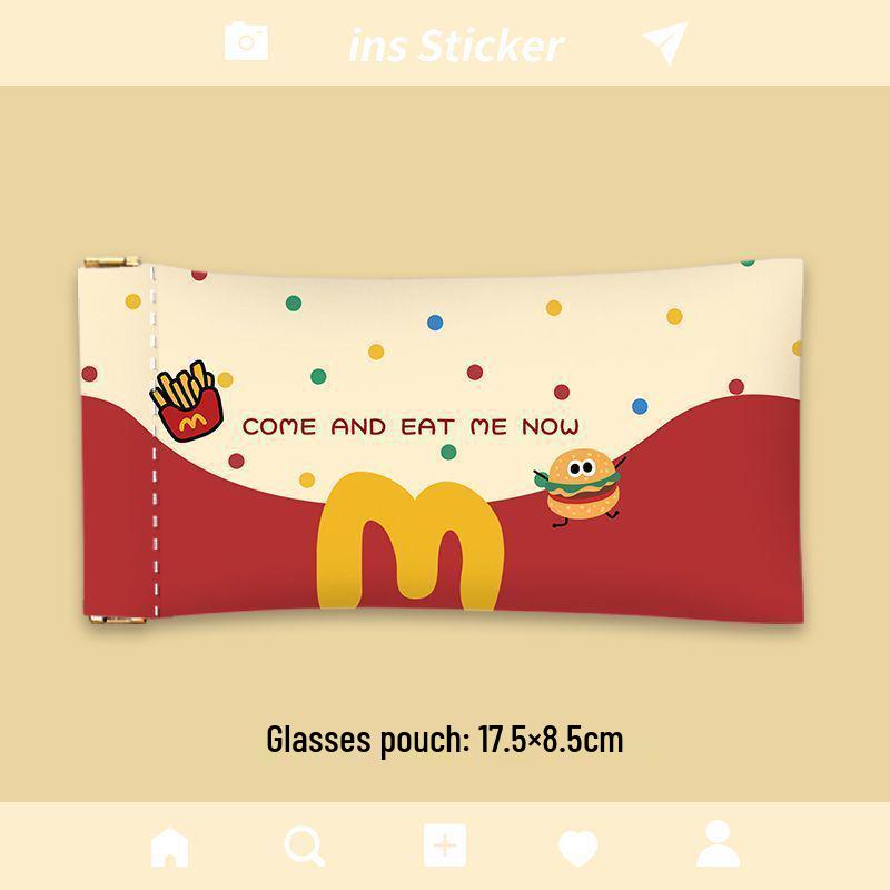 Mai Mai Hamburger Eyewear Case: Compact Spring Clip Pouch for Sunglasses & Myopia Glasses.