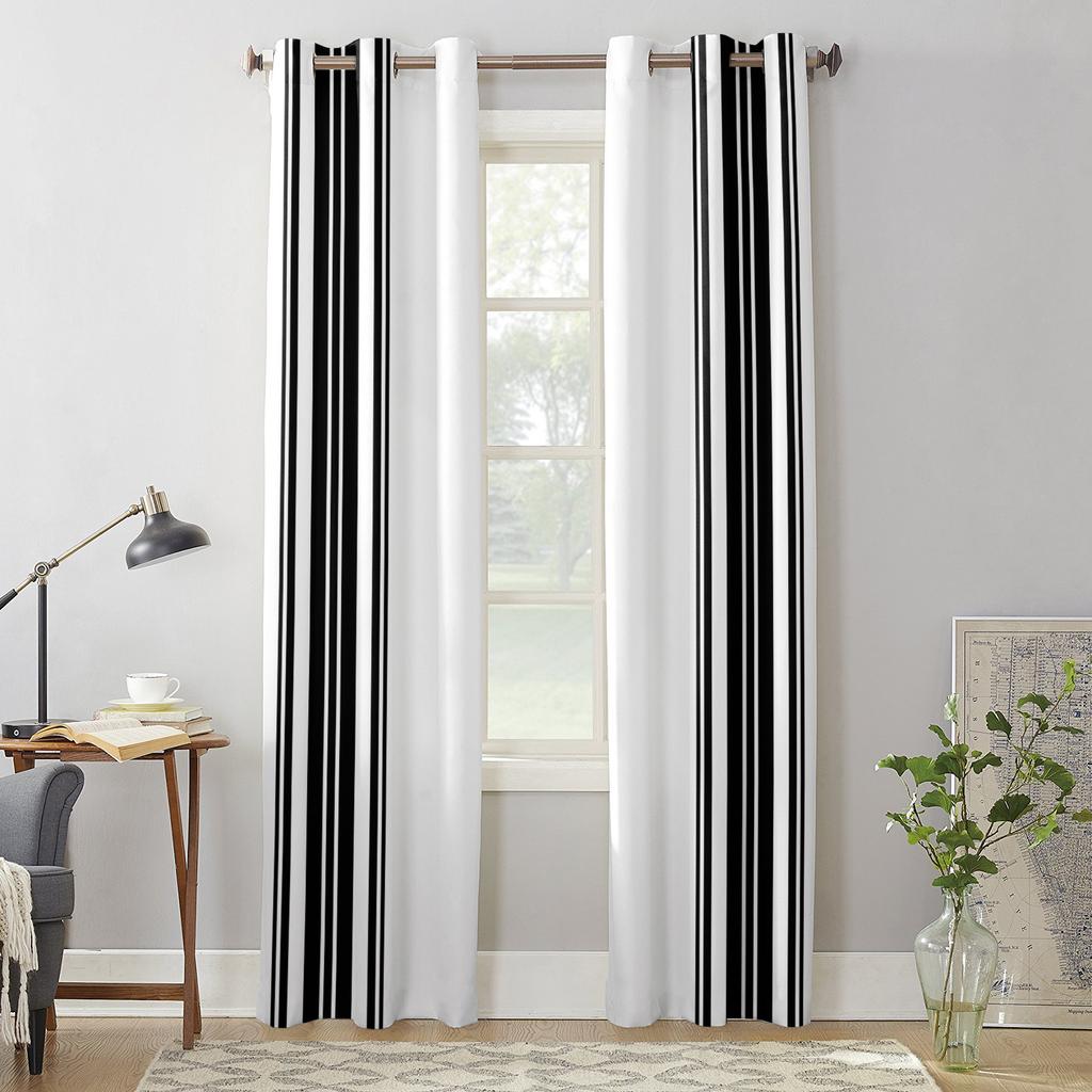 Black Strips Luxury Window Curtain for Living Room Bedroom Home Decor Kitchen for Window Drapes