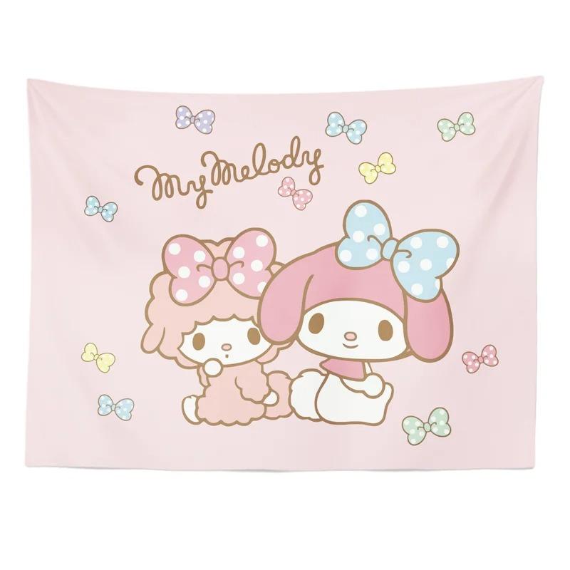 Sanrio Melody Rabbit Cartoon Hanging Cloth Background Cloth Bedroom Headboard Tapestry Living Room Tapestry Tapestry Wall Hangin