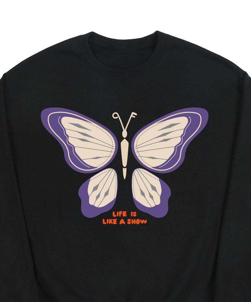 GRAVER [Unisex] Butterfly Sweatshirt_Black