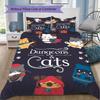 Dungeons & Kitties Pattern Bedding,Quilt Set Quilt Cover Pillowcase Home Birthday Gift (1*duvet Cover+2*pillowcase,without core)SSJT0917207