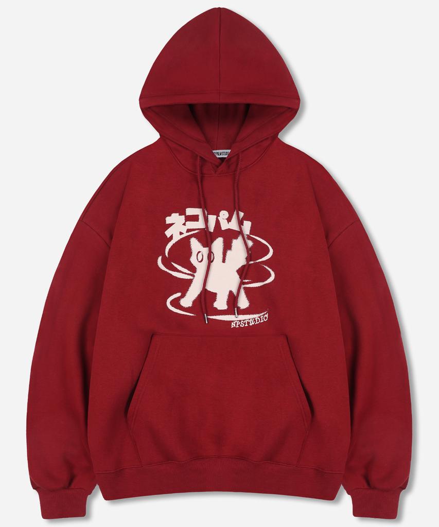 Neko Palm Logo Oversized Hoodie Burgundy [Select Non-Fleece Or Fleece]