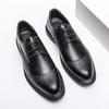 Korean Version Leather Shoes Fashion Brand Men Pointed Block Comfortable Leather Shoes Men Business Lace Up Formal Leather Shoes