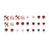 24pcs Wine Red Press On Toe Nails Kit Cute Cherry Square False Toe Nails for DIY At-Home Manicure Kit