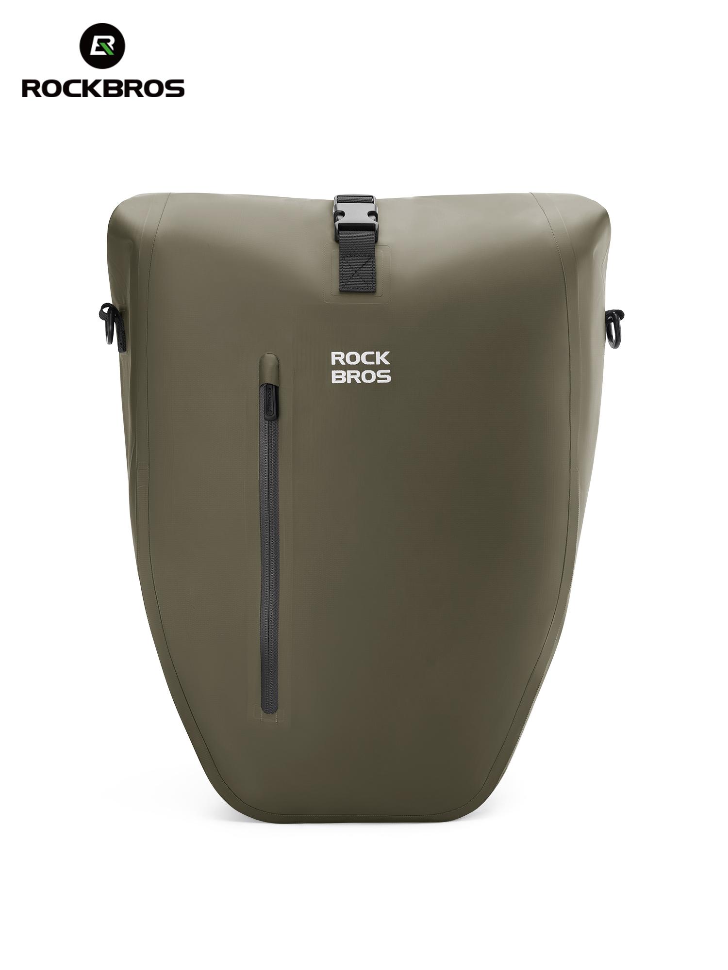 Rockbros 20L Waterproof Bike Rear Rack Bag Convertible Backpack Design Roll-Top Pannier With Quick-Release Buckle Cargo Rack Bag