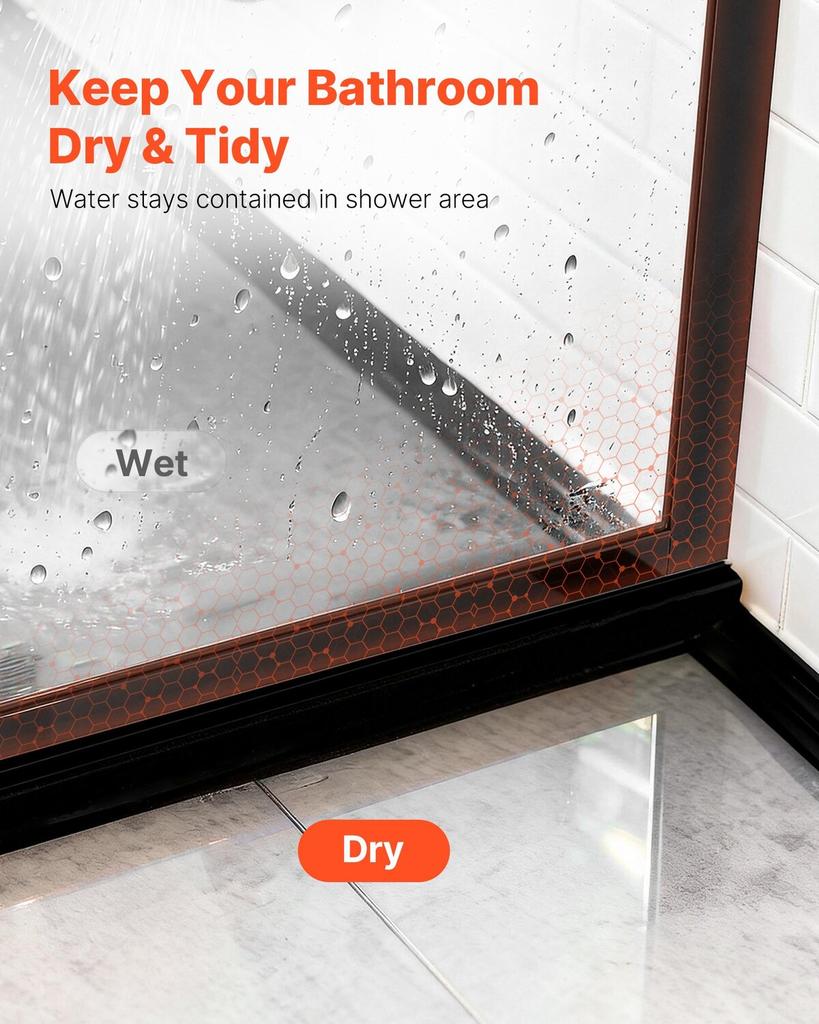 Fixed Glass Shower Panel, 864 x 1870 mm Full-Framed Fixed Shower Screen, 8 mm Thick Clear Tempered Glass Door with Bottom Seal Strip and Hardware,