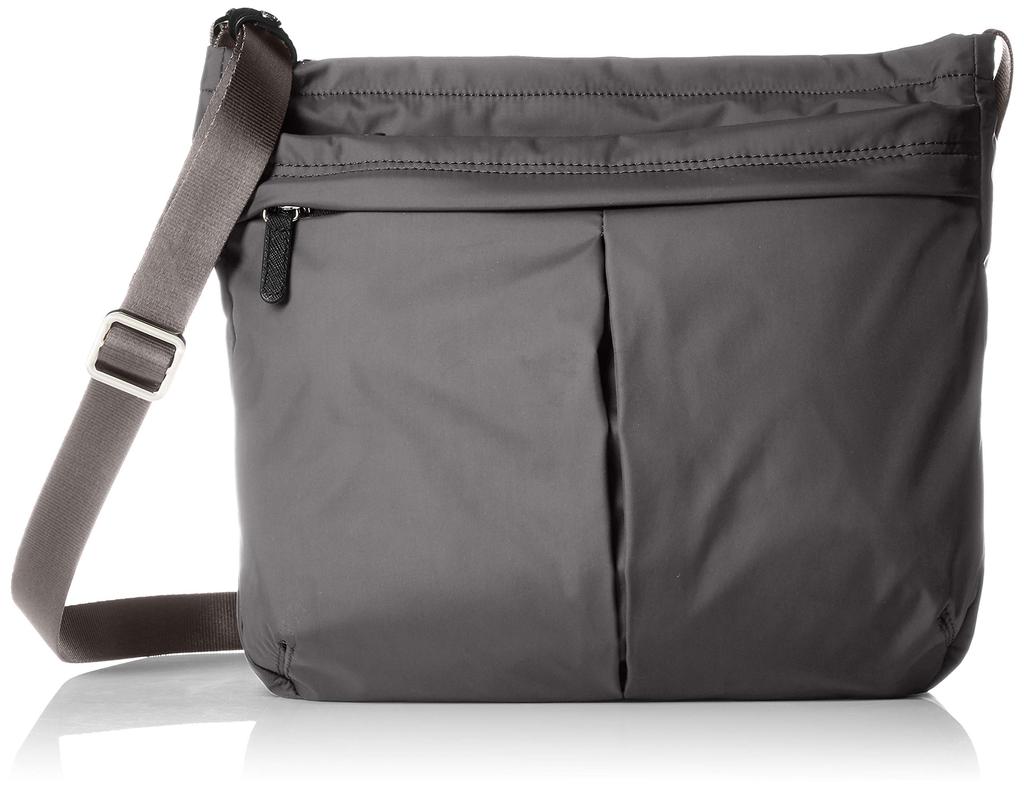 Nylon Taffeta Shoulder Bag Vertical Dark Gray [Isaac] Y62-01-03 Women's