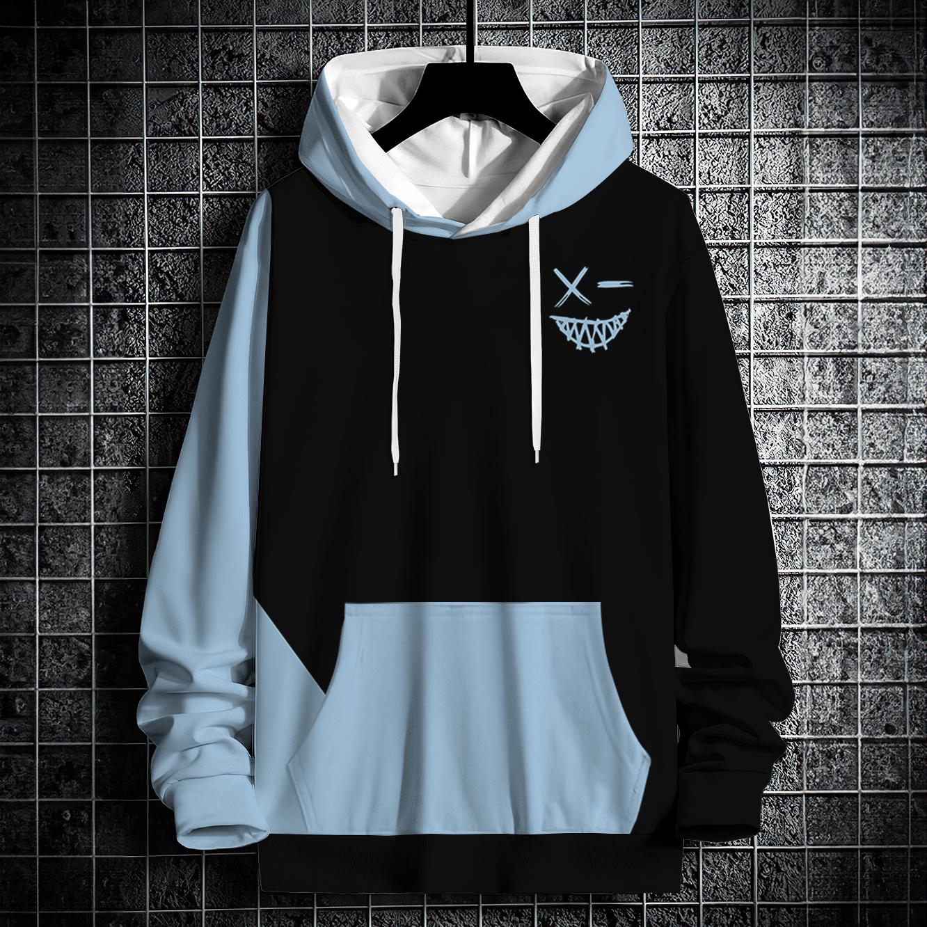 Осенние толстовки с капюшоном для мужчин с принтом в виде лоскутного шитья, повседневная, с длинными рукавами, уличная мужская одежда в стиле Харадзюку, свободная толстовка большого размера 5XL