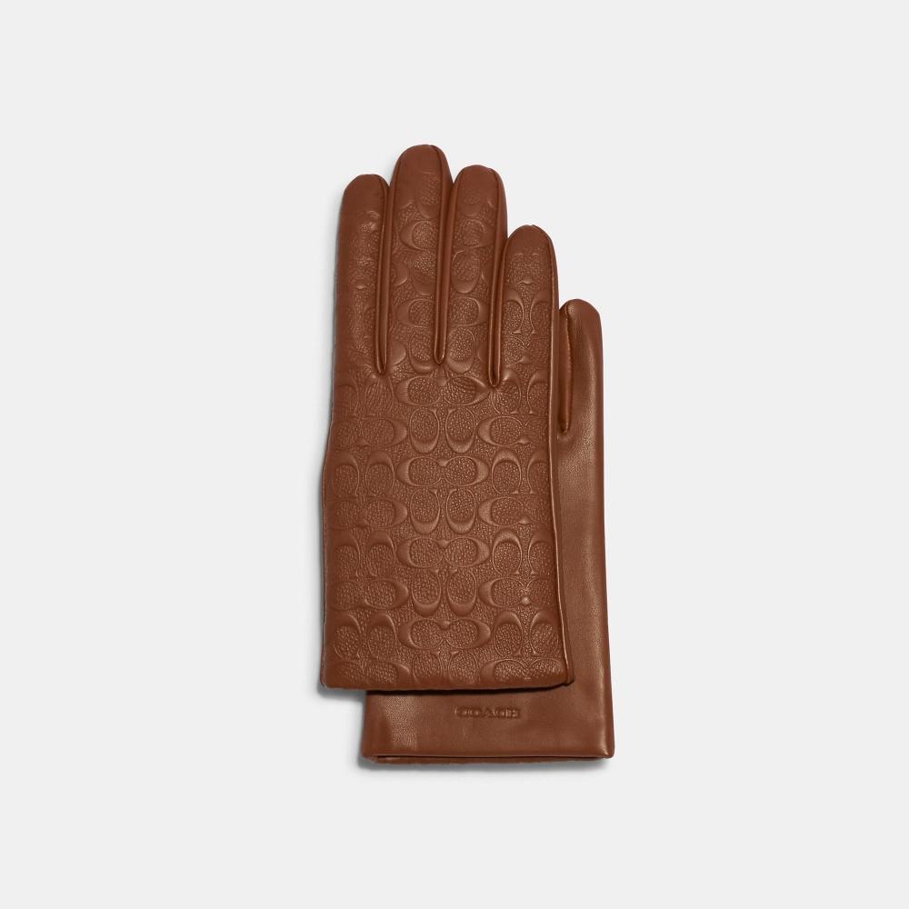 

Перчатки Coach Signature Leather Tech темные седловидные