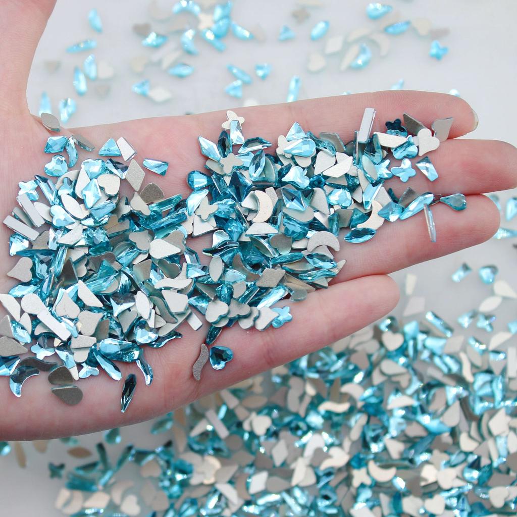 Yiwu Nail Art Diamond Mixed Mini Small Nail Art Flat Bottom Special-Shaped Diamond Mixed K9 Champagne Nail Art Jewelry