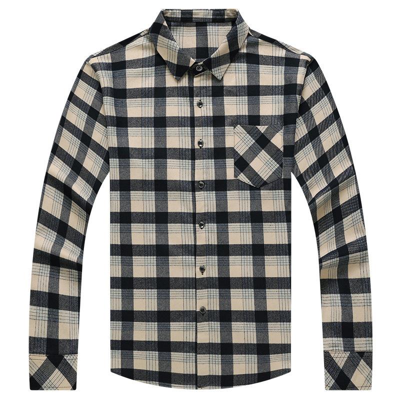 New Autumn and Winter Long-Sleeved Shirt Thickened Business Shirt Plaid Men's Top