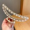 Korean-Style Pearl Metal Hair Claw Clip - Simple, Large, Elegant Shark Clip for Girls