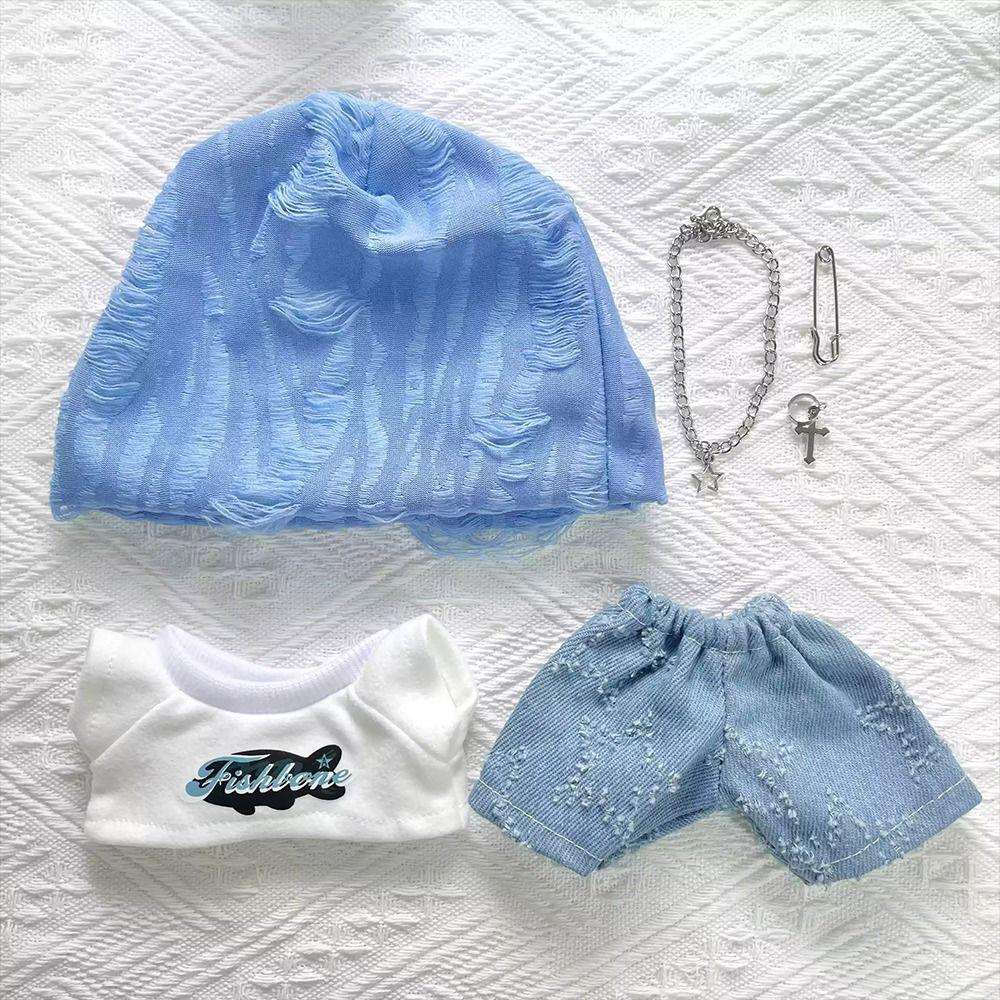 Street Style 20cm Cotton Doll Clothes Jeans Plush Doll Clothes Idol Doll Clothes Children's Gift