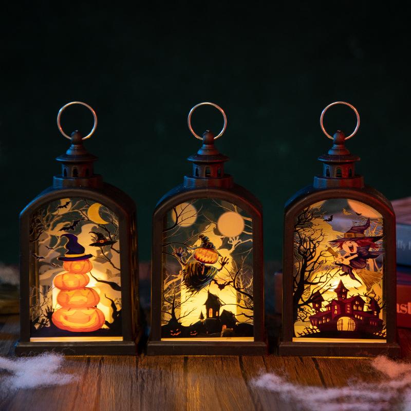Halloween Pumpkin Lantern Retro Portable Ghost Festival Night Light Halloween Costume Props Scene Layout