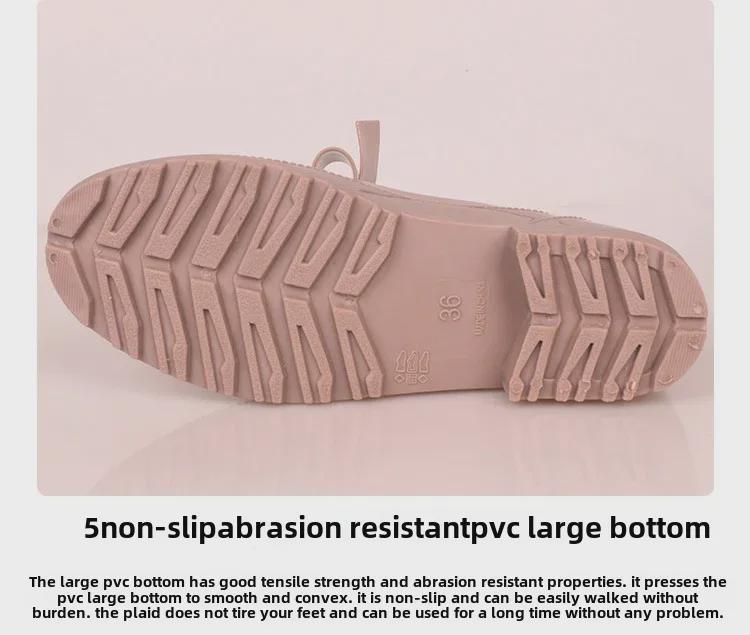 Women's European & American Bow Low Tube Rain Boots - Fashionable Non-Slip PVC for Outdoor Wear.